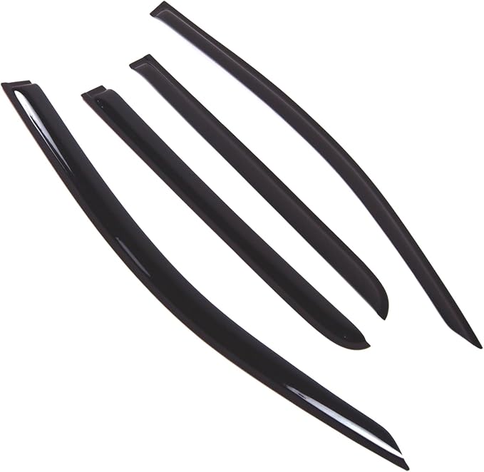 WD2-784 Dark Smoke 4 Pcs Set Window Visor (Outside Mount) Deflector Rain Guard Compatible with 2013-2016 Chevrolet Colorado Crew Cab