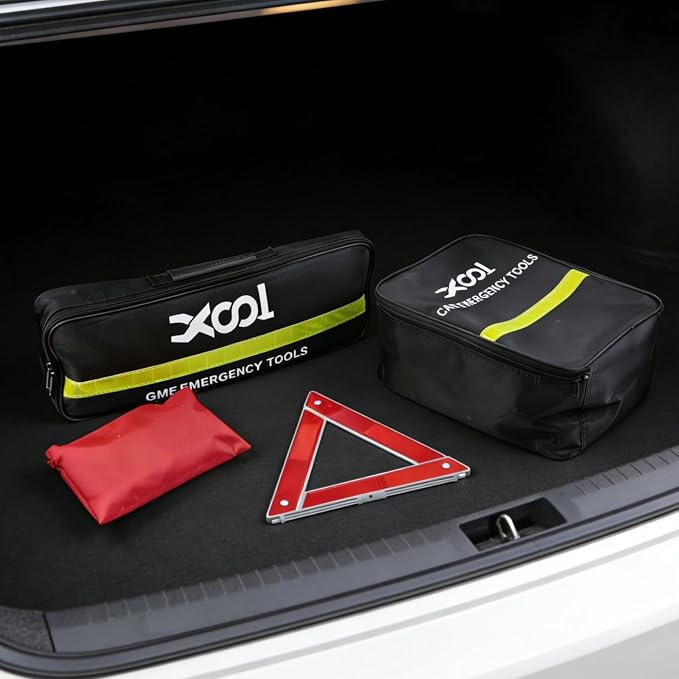 Car Emergency Kit with Jumper Cables, Car Roadside Emergency Kit, First Aid Kit, Tow Strap & Tool Set – Roadside Safety Kit for Cars, Trucks & SUVs