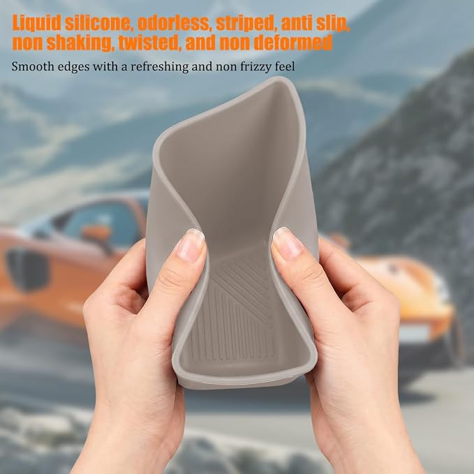Car Trash Can, Silicone Portable Vehicle Side Door Garbage Container Trash Bin, Multifunctional Auto Interior Dustbin Garbage Can Storage Organizer, Universal Fit (Right/Gray)