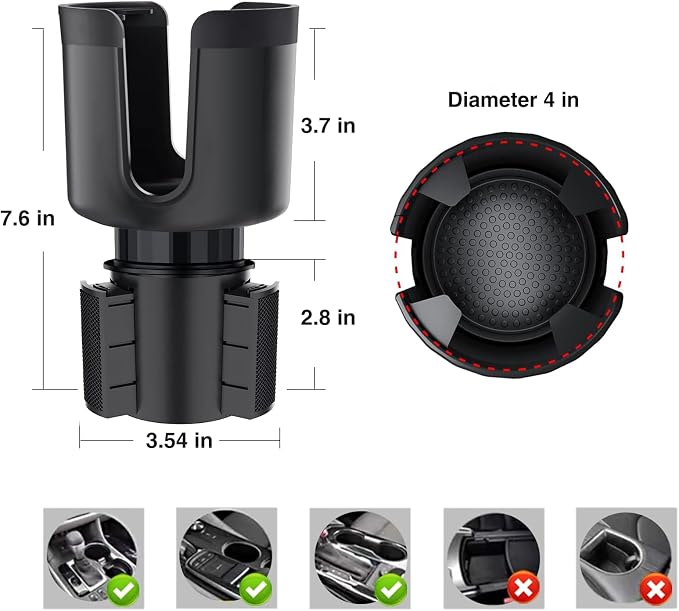 Cup Holder Expander for Car, Cup Expander Compatible with Hydro Flask 32/40oz, Yeti 24/30/36oz, Other Bottles, Large Cup Holder Adapter Fits for Universal Vehicle Car Accessories