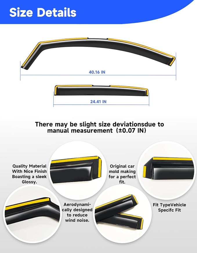 in-Channel Rain Guards Fit for Chevy Chevrolet Equinox 2018 2019 2020 2021 2022 2023 2024, Window Rain Guards, Visors Vent Visors, Window Deflector, Vent Shades Car Accessories -4 pcs