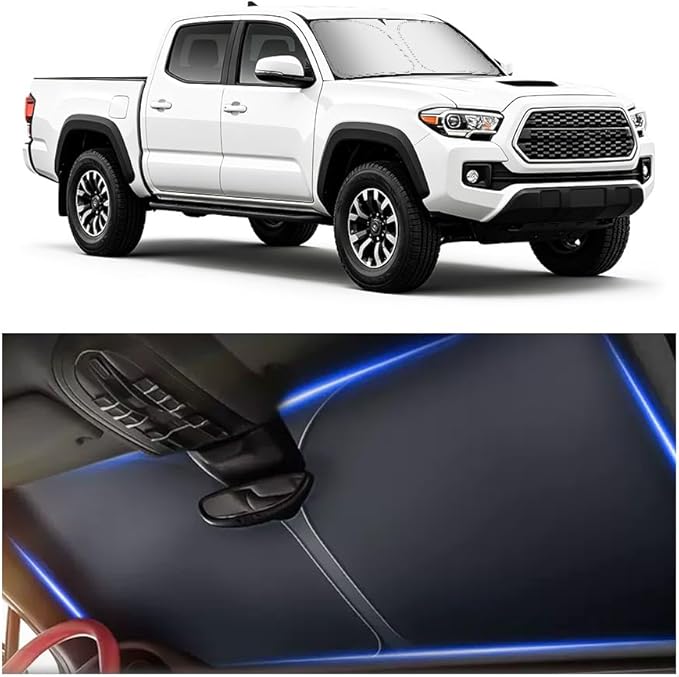 Car Windshield Sun Shade Foldable,2026 Upgraded Car Shade Front Windshield Compatible with Toyota 2016-2026 Tacoma,Sunshade for Cars Windshields with Storage Bag
