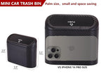 Mini Car Trash Can with Lid, Small Car Garbage Can, Cute Leakproof ABS Car Trash Bin, Car Accessories for Interior, Garbage Bin for Car, Home, Office with 60pcs Trash Bags Carbon Fibre