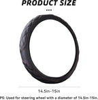 15 Inch Car Leather Steering Wheel Cover, Automotive Accessories Elastic Breathable Anti-Slip Soft Wheel Protector Fits Men and Women, Suitable for SUVs, Trucks, Vehicles and RVs (Black-1)