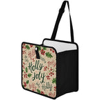 Car Trash Can Organizer Bin with Adjustable Strap for Back Front Seat Console Waterproof Leakproof Collapsible Portable 11 Inch Beige Cherries Holly Jolly