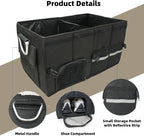 Trunk Organizer with Dedicated Shoe Compartment, Foldable Car Storage Organizer for SUV Sedan, Sturdy Automotive Organizer for Car Accessories Tools Sundries Black (XX-Large)