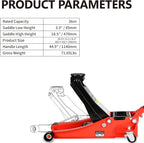 3 Ton Low Profile Floor Jack, Heavy Duty Floor Jack with Dual Pistons Quick Lift Pump, Steel Car Jack Adjustable Height 3.3"-18.5", Hydraulic Trolley Floor Jacks 3 Ton/6600 LB Capacity, Red