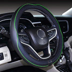 Small Size Steering Wheel Cover Anti-Slip,Safety,Soft,Breathable,Durable,Full Surround,Comfortable Grip Microfiber Leather (14-14.25 inch, Green)