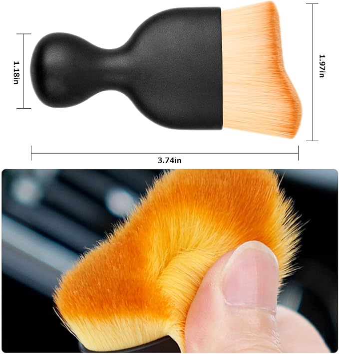 Car Interior Detailing Brush, Auto Soft Hair Cleaning Brushes, Curved Dirt Dust Collectors, Removal Tool for Dashboard Air Conditioner Vents Leather, Scratch Free (Brown/1PCS)