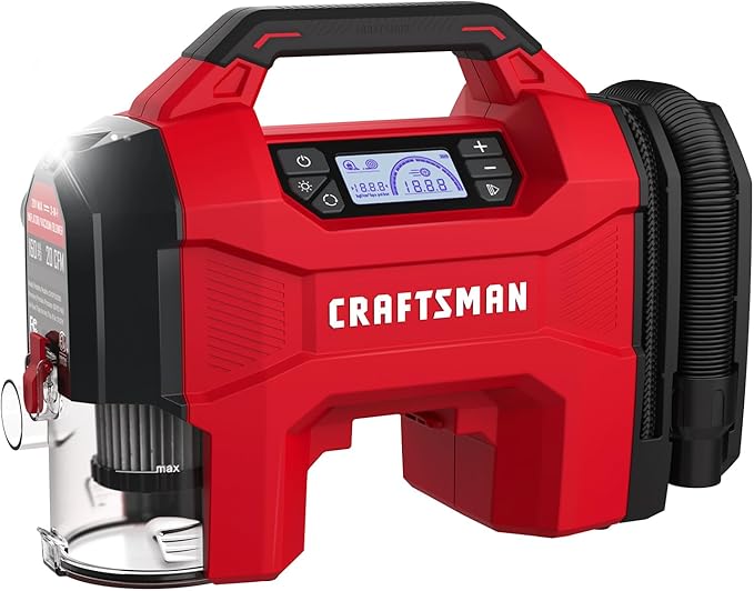 3-in-1 Tire Inflator, 160PSI Portable Air Compressor/Car Vacuum/Dust Blower, 20V Cordless & 12V Car Power, Air Pump with LED Light for Cars Trucks RV Tires (Battery Sold Separately)