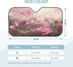 Windshield Sun Shade Rose Flower Garden Butterfly Car Front Window Sunshade Cover for Truck SUV Blocks UV Rays Automotive Visor Interior Protector 55 x 30 inch