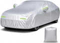 5-Layer Heavy Duty Car Cover for Sedans (185"L x 74"W x 60"H) | Waterproof Vinyl Outer,All-Weather Outdoor Indoor | Windproof Straps, Mirror Pockets, Door Zipper | UV Snow Rain Dust Protection