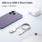 1.5FT Short IPhone 17/17E/16/16E/15 Woven Cable, USB A to USB C CarPlay Charger Cable for iPhone 15 16 17 Pro Max, Plus/Air, iPad 10th Gen, iPad Pro 12.9/11, Air 5th/4th Gen, Mini 6th Charging Cord