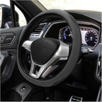 Car Steering Wheel Cover, Leather Breathable Ice Silk Auto Wheel Wrap with Anti-Slip Lining, Scratch-Resistant Elastic Protector Fit for 14.5-15 Inch Steering Wheels (Gray)