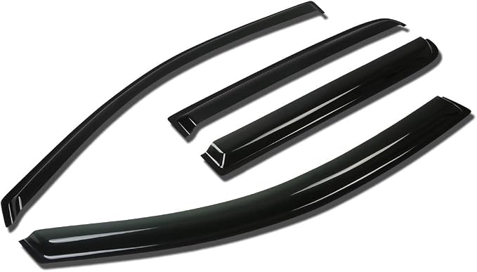 Window Visors Compatible with 04-14 Nissan Titan Crew Cab, 4Pcs Front & Rear Tape-On Window Vent Visor Deflectors Rain Guard, Glossy Dark Smoke