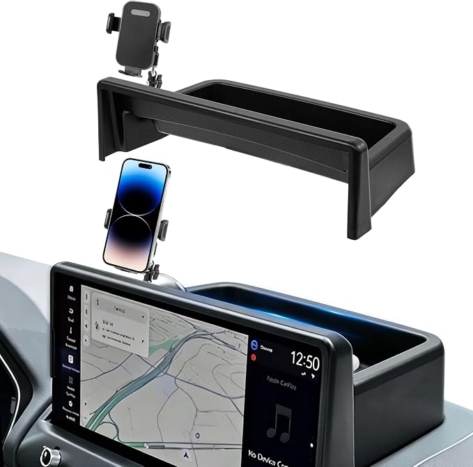 Car Phone Holder Fit for Honda Passport/Pilot 2026 w/Dash Tray Storge Box Organizer-Cell Phone Mount for Passport/Pilot Accessories 12.3inch Touch Screen 360 Degree Rotation (Not fit 14.5 inch)