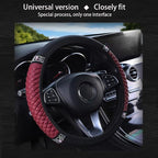 Microfiber Leather Steering Wheel Cover with Anti-Slip Lining Universal Car Accessory for Steering Wheel with a Diameter of 14.5-15 inch (Wine red)