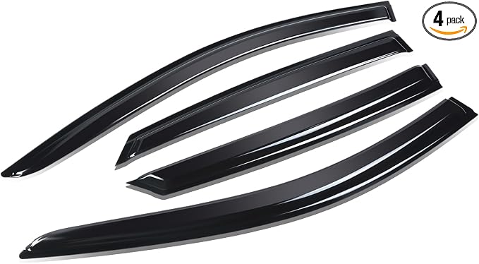 Window Visors Compatible with 2021-2024 Elantra, 4Pcs Front & Rear Tape-On Window Vent Visor Deflectors Rain Guard, Glossy Dark Smoke