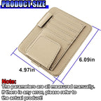 Leather Car Sun Visor Organizer, Multifunctional Auto Visor Document Holder with Sunglasses Clip, Universal Vehicle Interior Pocket Storage Accessories for Drving License, Card, Pen (Beige)