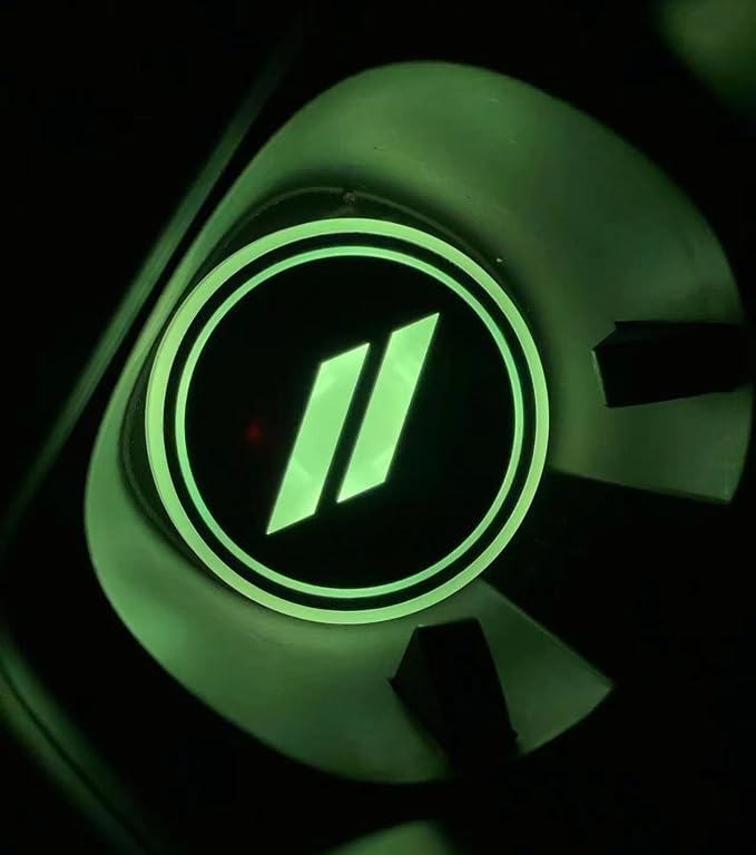 2PCS Rechargeable Ambient Led Light Car Cup Holder Coaster Decal with LDR and Accelerometer 2.7" for Dodge Charger Challenger Durango Dart R/T SRT for Jeep/Chrysler