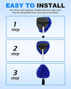 5 Pack Microfiber Pads, Upgraded High-Density Chenille Replacement Heads Cover for Windshield Cleaner Tools, Car Windshield Cleaner Pads, Fit for Window Reach Tool, Handle Not Included (Blue)
