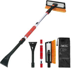 47.2" Extendable Ice Scraper Snow Brush with Squeegee for Windshield Window Car Trucks SUVs, 270° Pivoting Brush Head, Essential Winter Tool Ice Snow Remover with Comfortable Foam Grip