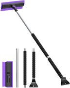2025 Extra Long 55.7" Ice Scrapers for Car Windshield Multi-Functional Detachable Car Ice Scraper with Foam Grip and 270° Pivoting Brush Head Snow Brush for SUV Truck Auto(Purple)