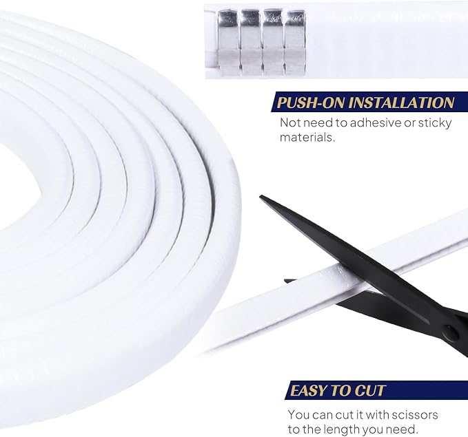 Edge Trim White U-Channel Rubber Trim Edge with Metal 1/2" X 3/8" - Fit Gap 3/64" to1/4 Car Door Edge Sealing Strip, PVC Weather Stripping with Steel, Metal Edge Protector, 30FT