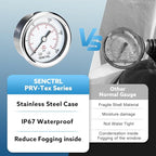 0-200 psi Pressure Gauge, 2" Dial Size, 1/8 NPT Back Mount, Waterproof, Stainless Steel Case, for Pneumatic Regulator Air Compressor Portable Tank Water Tire Test