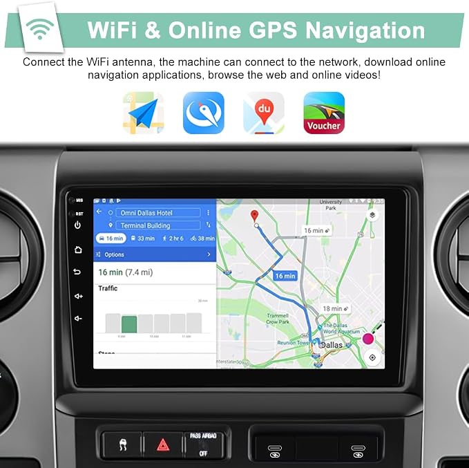 2GB+64GB Radio Upgrade for Ford F150 2009-2012 (Auto AC High end) with 9-inch HD Touch Screen,Wireless CarPlay/Android Auto WiFi, SWC, FM, AM