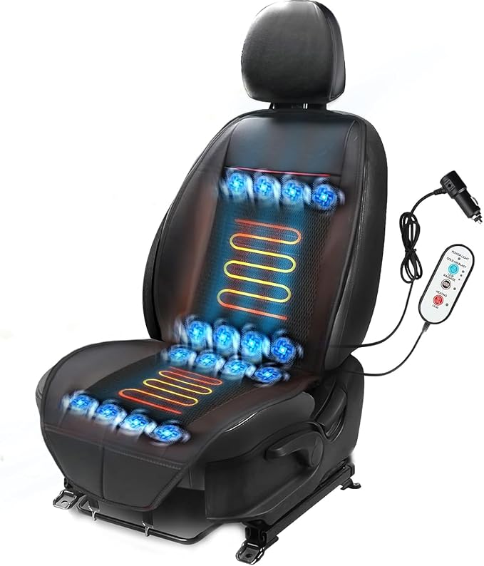 2026 Upgraded Summer Cooling Seat Cover Front Seat, 12V Ventilated Cooling Car Seat Cushion with Massage, Winter and Cooling Seat Cover for Car SUV Truck Universal Fit (Summer,Winter,Massage-3)