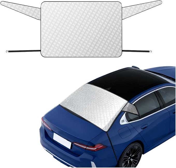 Zpana Car Magnetic Rear Windshield Snow Cover, Vehicle Rear Window Frost Cover with Elastic Strap, Automotive Windshield Protector for Ice and Snow, Universal for Most Sedan SUV