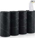 Tissue Holder, 4 Pack Car Cup Holder Facial Tissues with Travel Tissue Bag, Quick and Convenient Flower Combination Car Tissue Box(4 Canisters/200 Tissues) Black