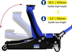 3 Ton Low Profile Floor Jack, Heavy Duty Floor Jacks with Dual Pistons Quick Lift Pump, Steel Car Jack Adjustable Height 3.3"-18.5", Hydraulic Trolley Floor Jack 3 Ton/6600 LBS Capacity, Blue