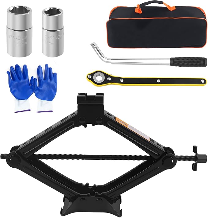 2 Ton Scissor Jack for Car Set Heavy Duty,Portable Car Jack Kit Includes Scissor Jacks Handle/Lug Wrench/Lug Nut Socket,Professional Cars Emergency Kits Tire Jacks Kit for Cars
