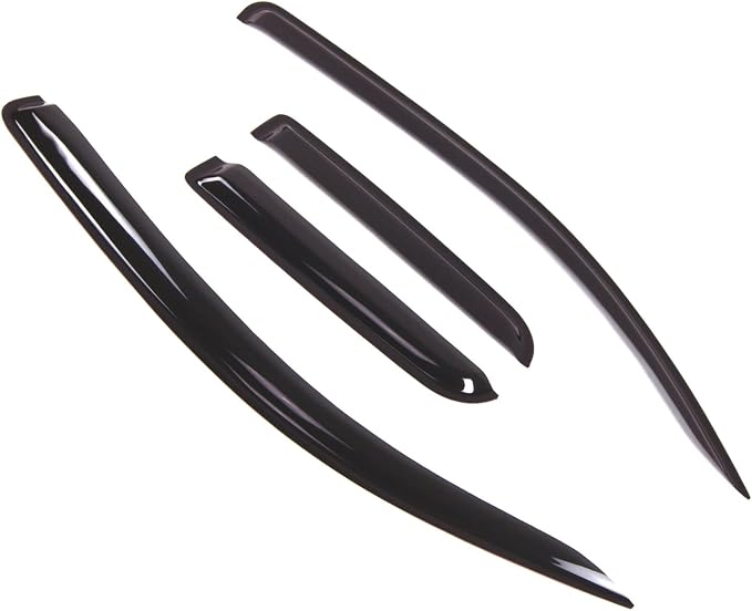 WD2-462B Dark Smoke 4 Pcs Set Window Visor (Outside Mount) Deflector Rain Guard Compatible with 2017-2018 Toyota Tundra Double Cab/Extended Cab