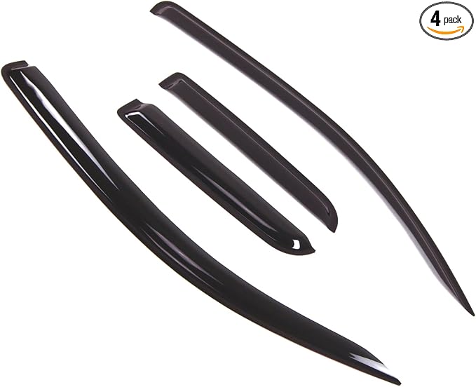 Outside Mount Window Vent Visors Rain Guards Compatible with Toyota Tundra Double Cab 2007-2016 | Side Window Wind Deflectors Rain Shields | Smoke Tinted, 4 Pcs Set, DGWV-462
