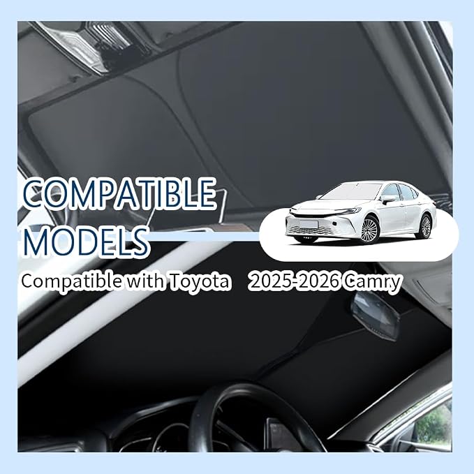 Car Windshield Sun Shade Compatible with Toyota Camry 2025-2026,Oxford Cloth Sun Shade for Car Windshield with Foldable Design,Windshields Cover Suns Shades for Blocking Heat with Storage Bag