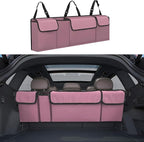 Car Trunk Organizer, Backseat Hanging Large Storage with Adjustable Straps,Waterproof PVC Collapsible Cargo Bag, Car Interior Accessories for Auto SUV MPV (Pink)