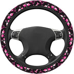 Pink Flamingos Elastic Steering Wheel Cover Non-Slip Breathable Steering Wheel Protector Fit Auto, Suvs, Truck
