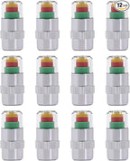 ZIMISI 12PCS Car Tire Pressure Monitor Valve Stem Caps, 2.4Bar 36PSI Tire Pressure Monitoring Caps, 3-Color Eye Alert Valve Stem Caps Sensor Indicator for Cars, SUVs, Trucks, Motorcycles (Silver)