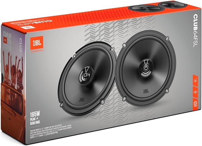 Club 64FSL - Shallow-Mount 6-1/2" (160mm) Two-Way Car Speaker, 55W RMS, 165W Peak, Sensitivity (@ 2.83V): 92dB, Frequency Response: 55Hz – 20kHz, Nominal Impedance: 3.0 ohms