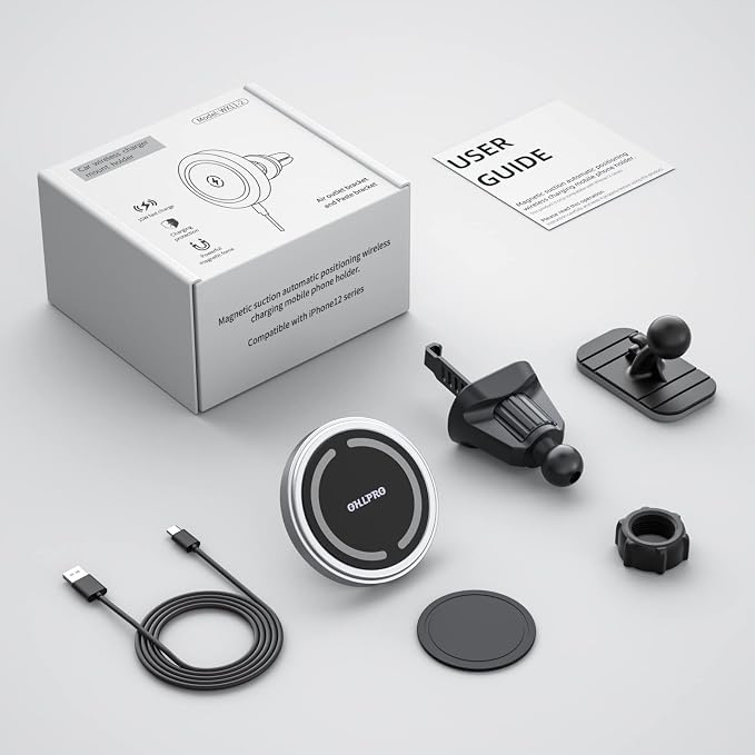 for MagSafe Car Mount Charger iPhone Wireless Car Charger, Stick on Dashboard Magnetic Phone Holder Mount for iPhone 17 Pro Max 16 15 14 Series, 15W Fast Charging, Aluminum Shell