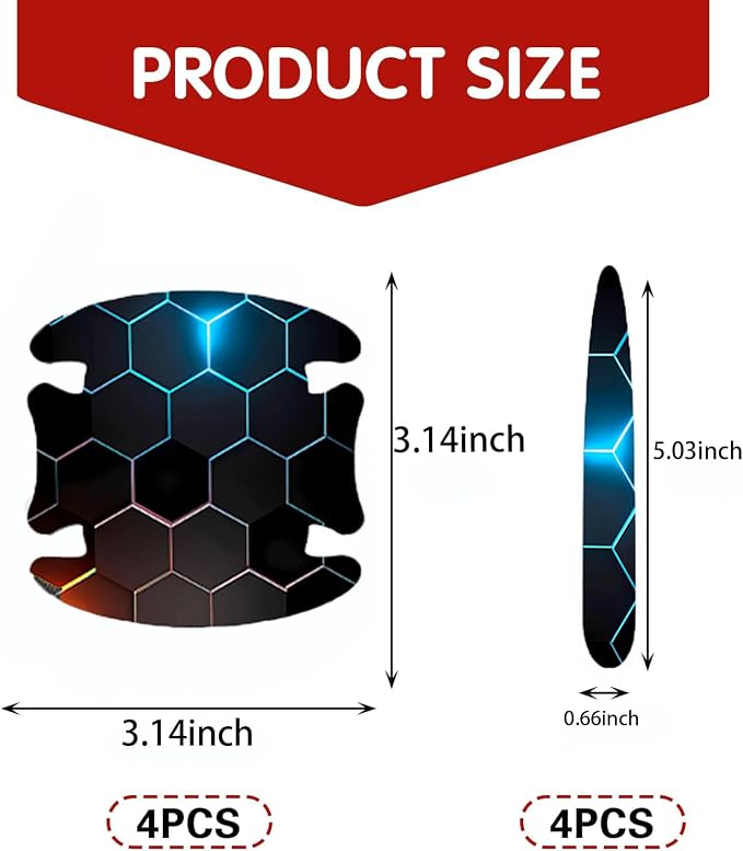 3D Texture Car Door Handle Protector ，Anti-Scratch Waterproof Paint Protection Film, Car Door Bowl Guard Sticker，Universal Vehicle Exterior Decoration Accessories (Blue)
