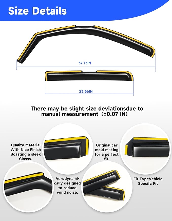 in-Channel Rain Guards Fit for Nissan Frontier 2022 2023 2024 2025 2026 Crew Cab, Window Rain Guards Visors Vent Visors Window Deflector Vent Shades Truck Car Accessories -4 pcs