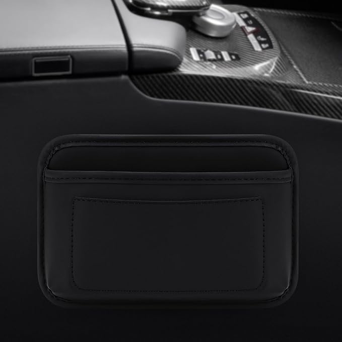 2pcs Universal Car Side Pocket Organizer, PU Leather Car Pocket Pouch Cell Phone Sunglasses Holder Organizer Accessories for Car Seat, Door, Window, Console