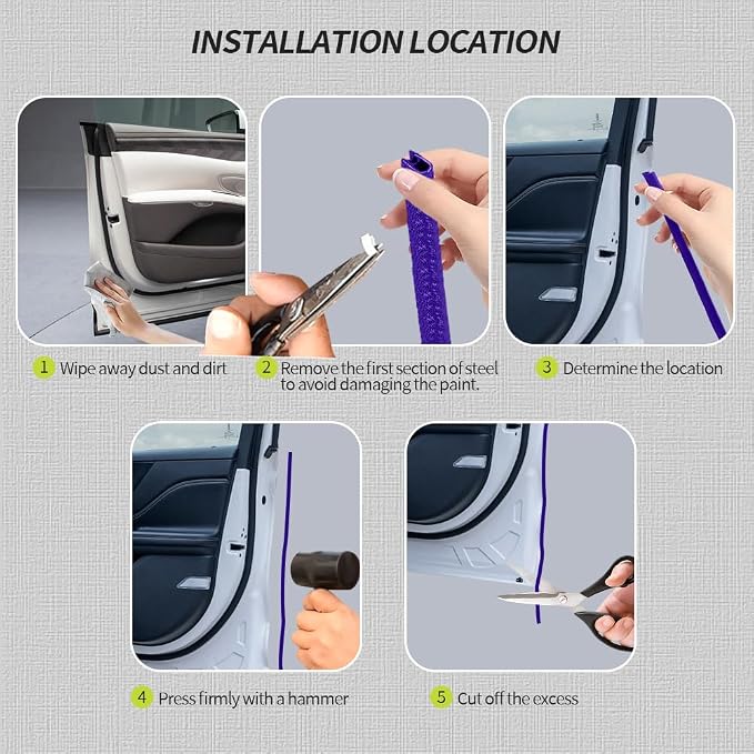 16.4FT(5M) Car Door Edge Guards, Car Door Protector, Rubber U Shape Car Trim Door Protectors Seal, Car Exterior Accessories Aluminum Boat Edge Trim Guards No Glue Required for Most Cars (Blue)