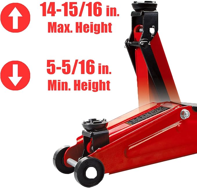 T825013S1 Torin Hydraulic Trolley Floor Service/Floor with Blow Mold Carrying Storage Case, 2.5 Ton (5,000 lb) Capacity, Red