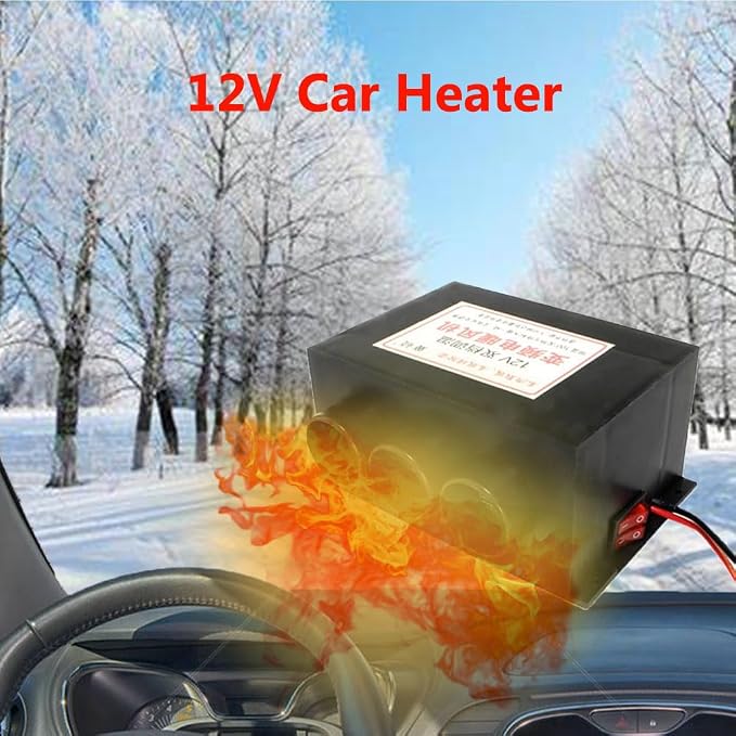 12V Car Heater, Universal 600W Blower Windscreen Demister Defroster Air Heater for Car Truck Defrosting Defogging Fast Heating Warming with Mounting Accessories