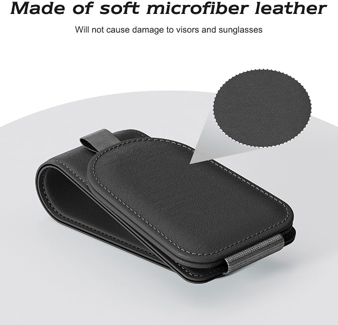 Sunglass Holder for Car Visor, Black, 2 Packs | Suede Cloth, Magnetic, Organizer for Car Accessories